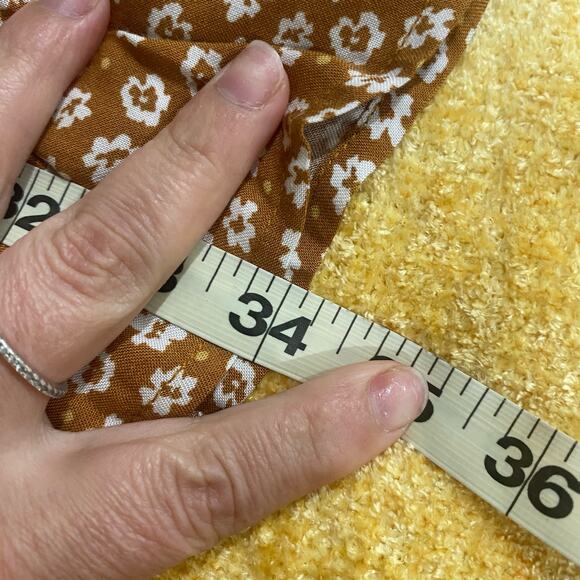 DRESS FORUM LA | Mustard White Floral Balloon Sleeve Dress Tiered | Size S - Picture 12 of 14
